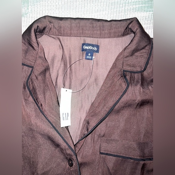 NWT GapBody Brown Satin Pajama Set Size Small ($120 Retail) - Picture 2 of 6